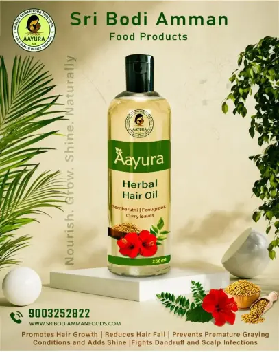 AAYURA Herbal Hair oil with Karuveppilai (Curry Leaves) Vendhayam (Fenugreek) 250ml